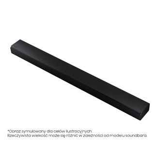 Rzut zdjęcia z góry od prawej strony na soundbar HW-A550.