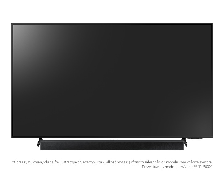 Widok zestawu HW-B450 (2022) z telewizorem Samsung