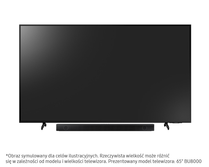 Widok zestawu HW-B550 (2022) z telewizorem Samsung