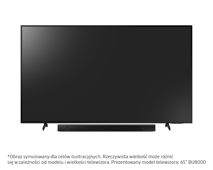 Widok zestawu HW-B550 (2022) z telewizorem Samsung