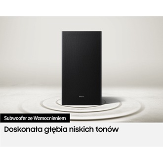 Grafika pokazująca bezprzewodowy subwoofer w zestaiwe soundbara B-seria HW-B650D 3.1 Samsung.