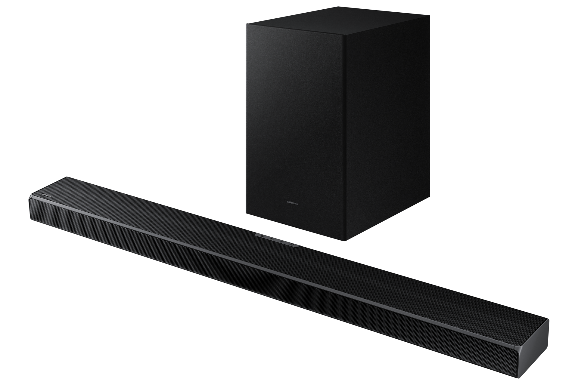 Zdjęcie soundbara HW-Q600A 3.1ch z głośnikiem ustawionym z tyłu.