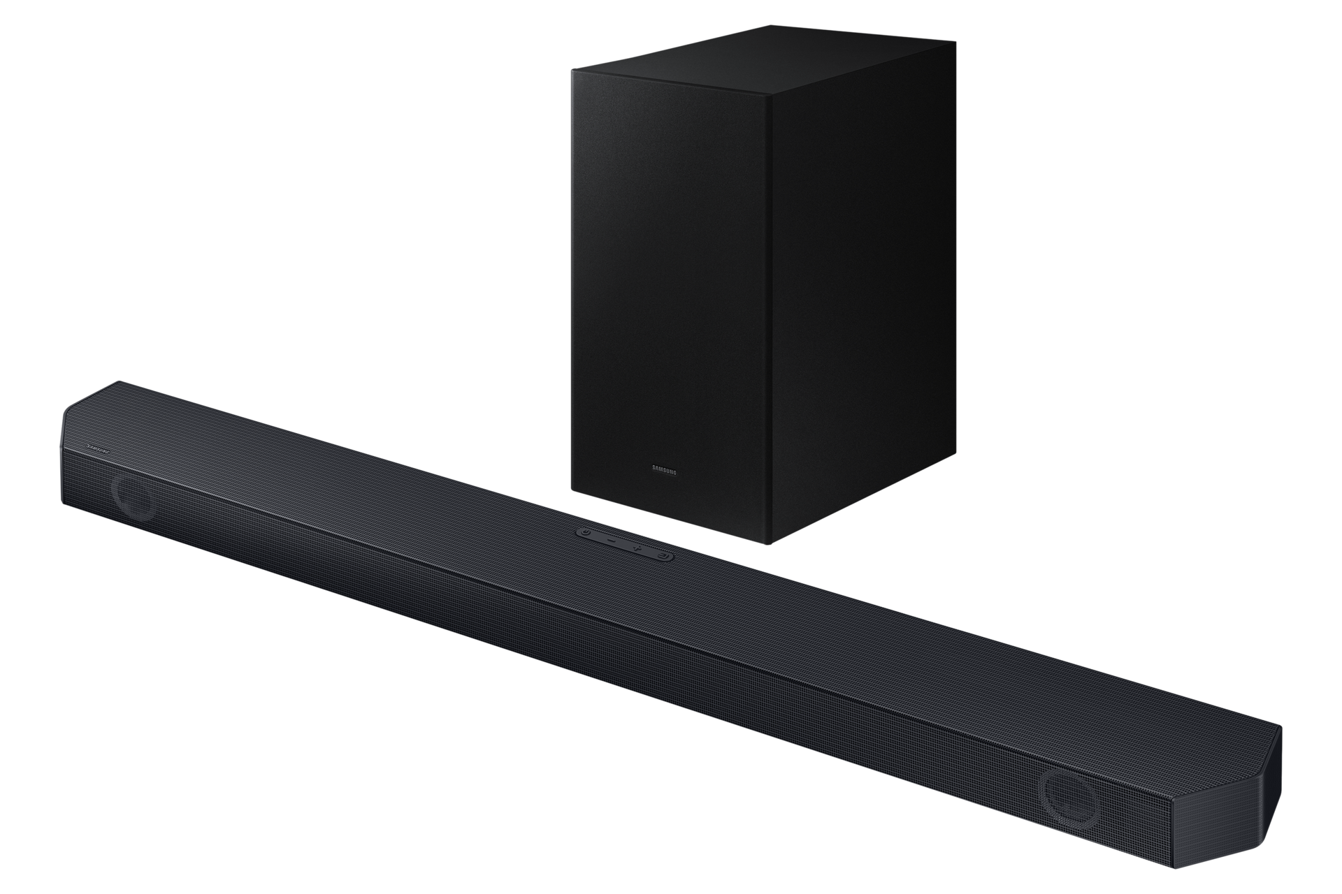 Soundbar Q-seria HW-Q60C/EN - rzut z boku na zestaw z subwooferem