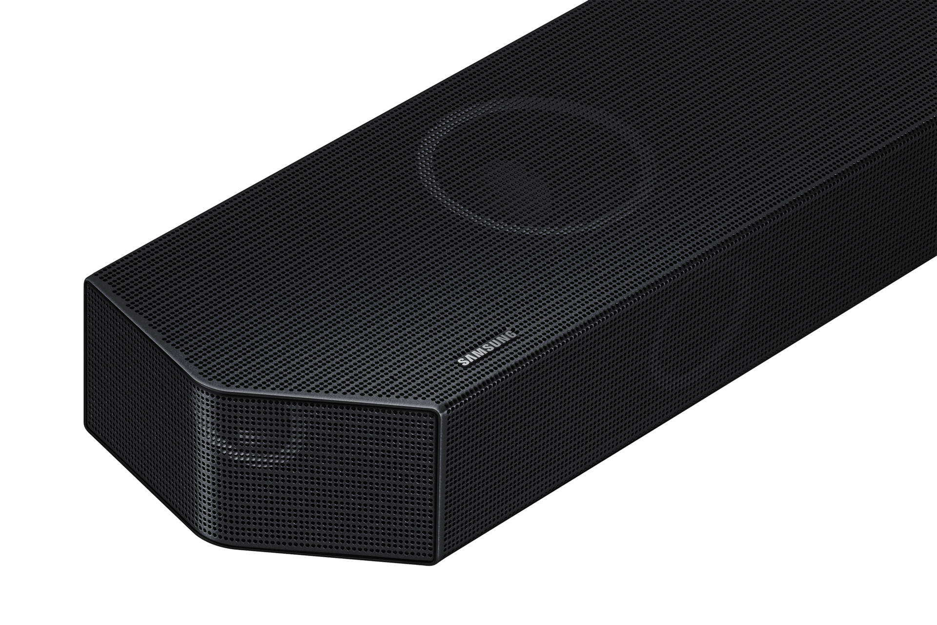 Zbliżenie na krawędź Soundbara Q-seria HW-Q800D 5.1.2 z subwooferem 