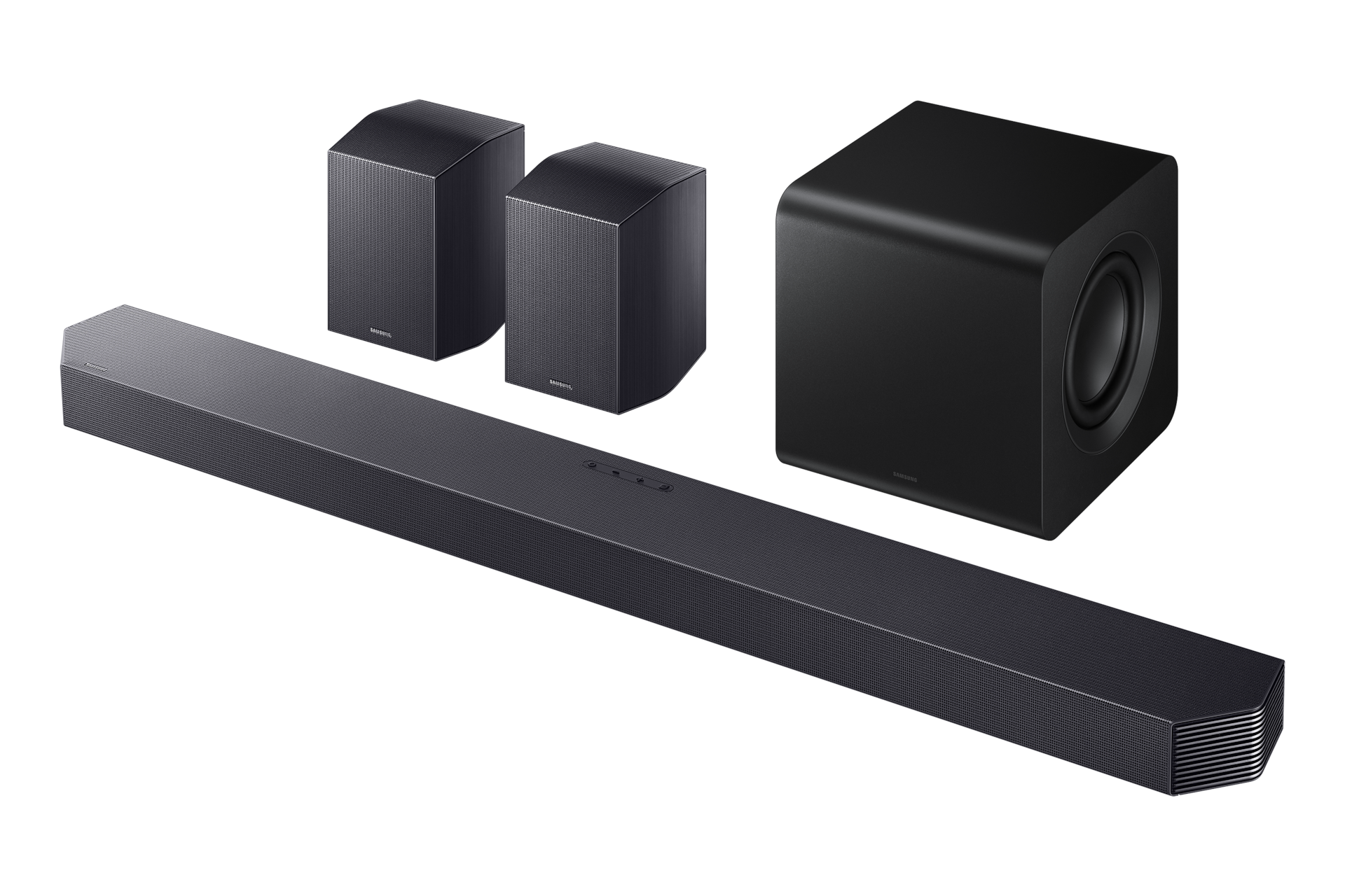 Soundbar Q-seria HW-Q800F 5.1.2 z subwooferem w kolorze czarnym, widok z boku