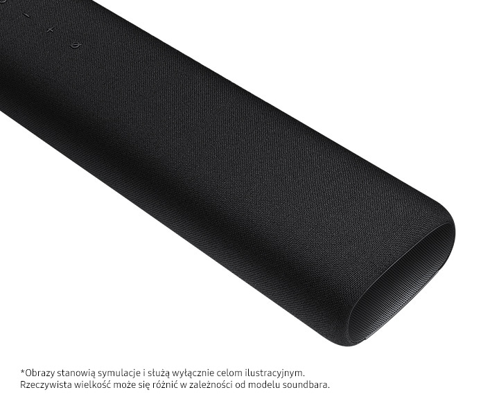 Zdjęcie soundbara S60A w kolorze czarnym, zbliżenie na prawą część.
