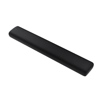 Zdjęcie przedstawia rzut z góry od prawej strony na czarny soundbar all in one Samsung S60A.