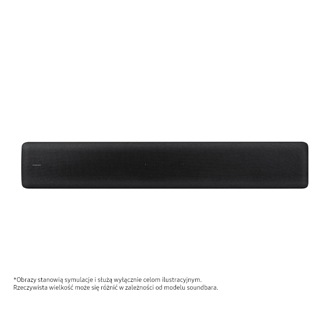 Rzut z góry na czarny soundbar Samsung model HW-S60A.