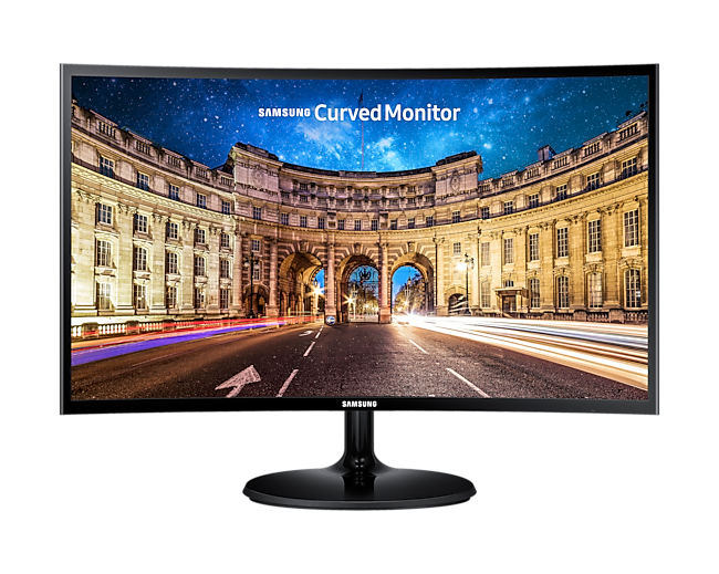 Zakrzywiony monitor Samsung LC27F398FWRXEN zaprezentowany od frontu.