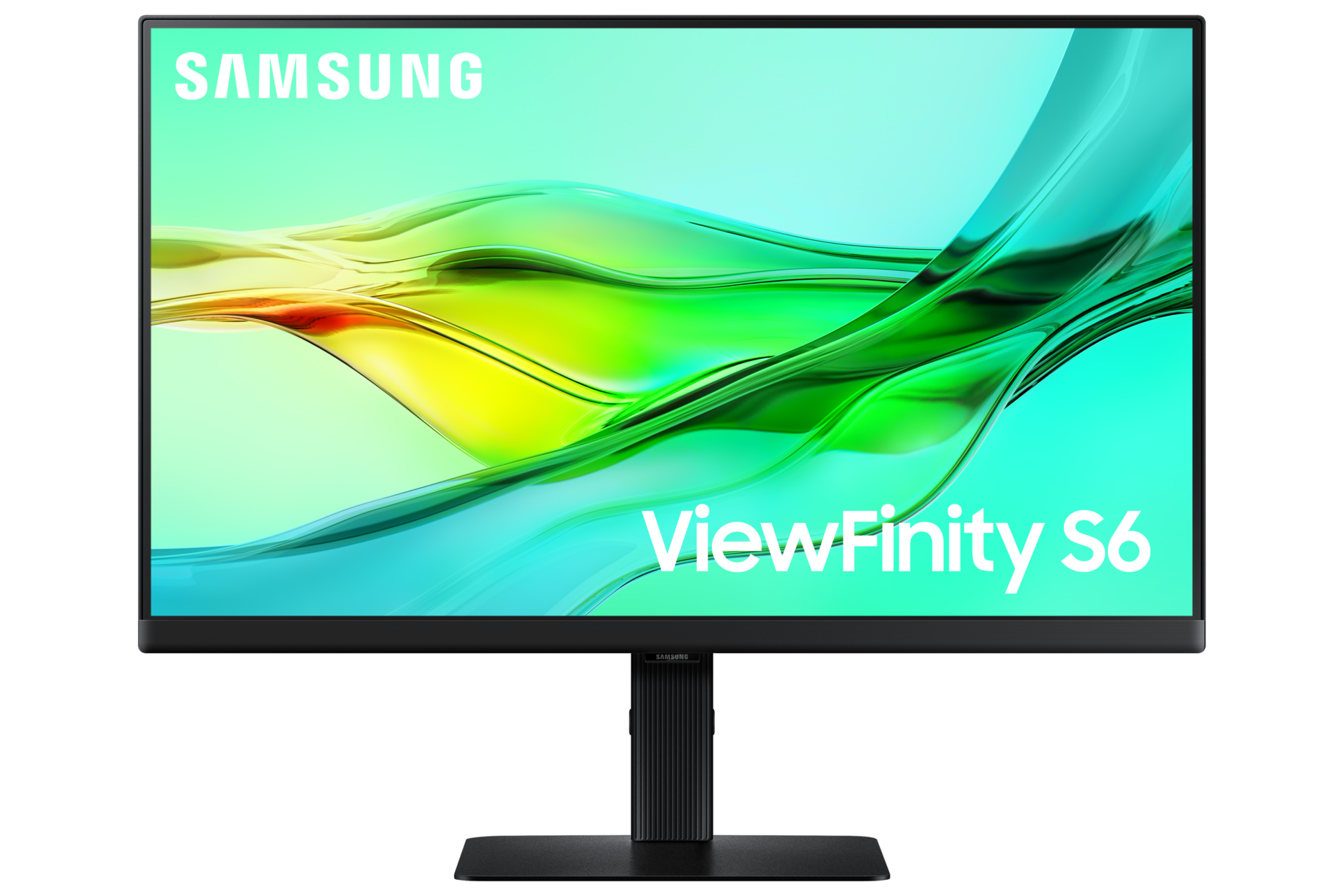 Monitor Viewfinity S6 24 cale QHD LS24D600UAUXEN - widok przodem z napisem Samsung ViewFinity S6