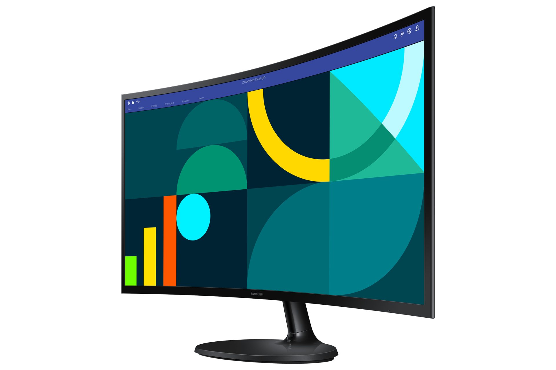 Zakrzywiony monitor 27 cale S36GD | LS27D364GAUXEN bokiem od prawej 