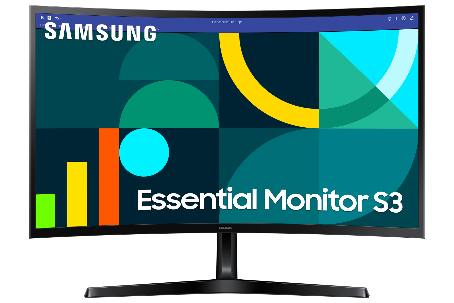 Zakrzywiony monitor 27 cale S36GD | LS27D366GAUXEN pokazany przodem 