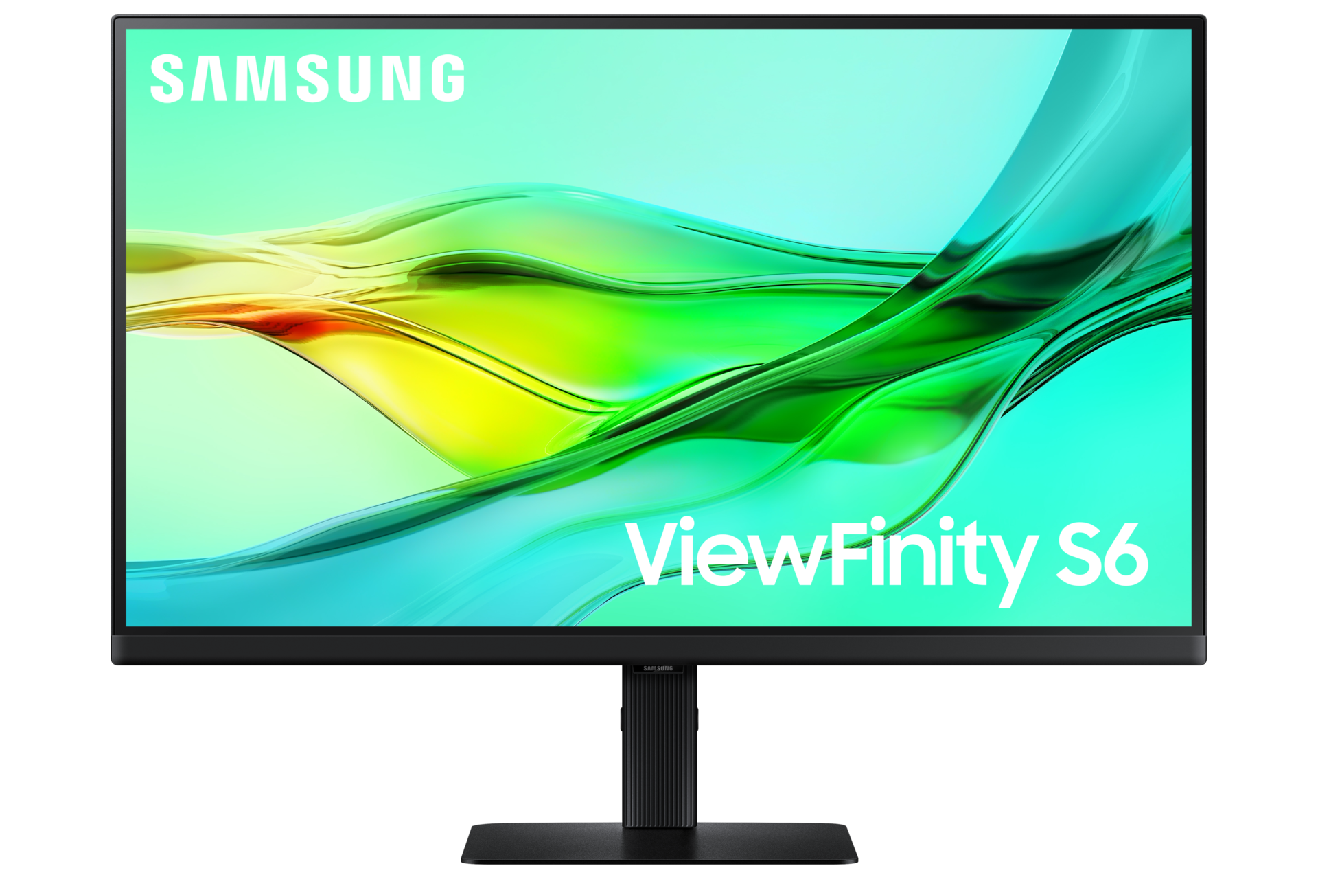 Monitor Viewfinity S6 27 cali QHD LS27D600UAUXEN - widok przodem z napisem Samsung ViewFinity S6