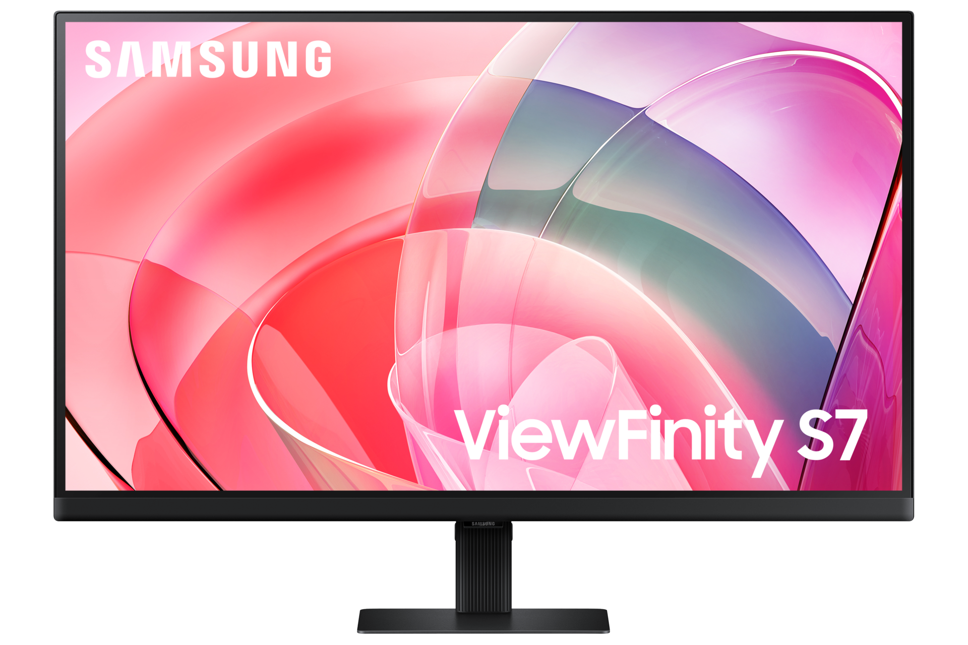 Monitor Viewfinity S7 27 cali 4K UHD LS27D700EAUXEN - widok przodem z napisem Samsung ViewFinity S7