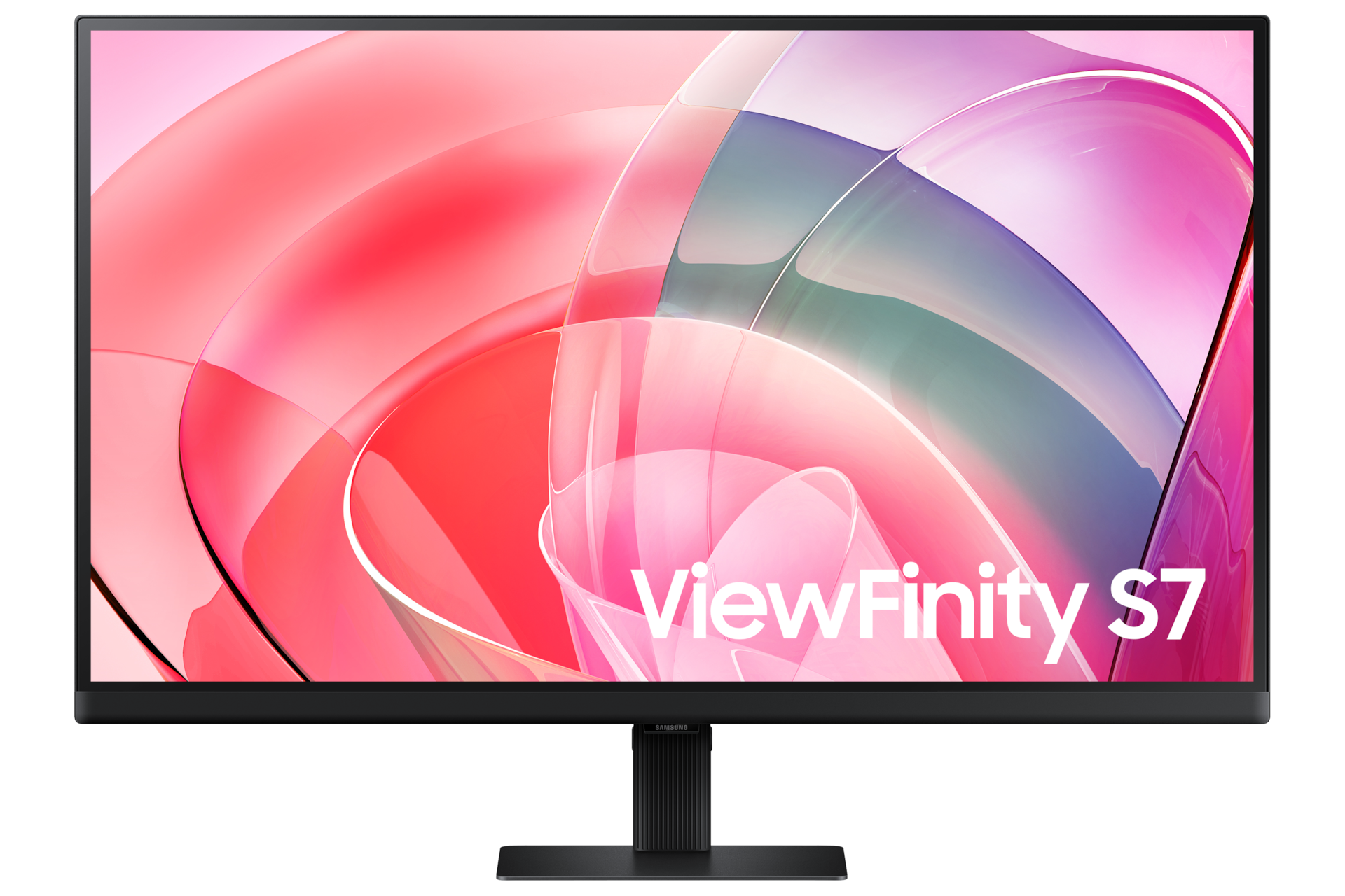 Monitor Viewfinity S7 27 cali 4K UHD LS27D700EAUXEN - widok przodem z napisem Samsung ViewFinity S7