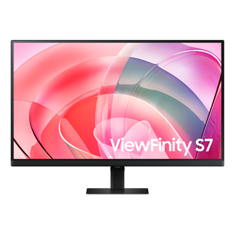 Monitor Viewfinity S7 27 cali 4K UHD LS27D700EAUXEN - widok przodem z napisem Samsung ViewFinity S7