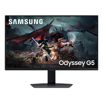 32"/27" Odyssey G5 G50D QHD 180Hz Gaming Monitor Front3 Black 