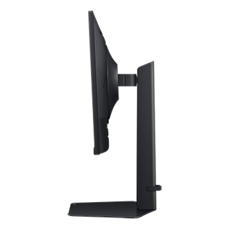 Samsung Odyssey G6 27'' G60F - boczny widok tyłu urządzenia z ekranem ustawionym pod kątem w dół