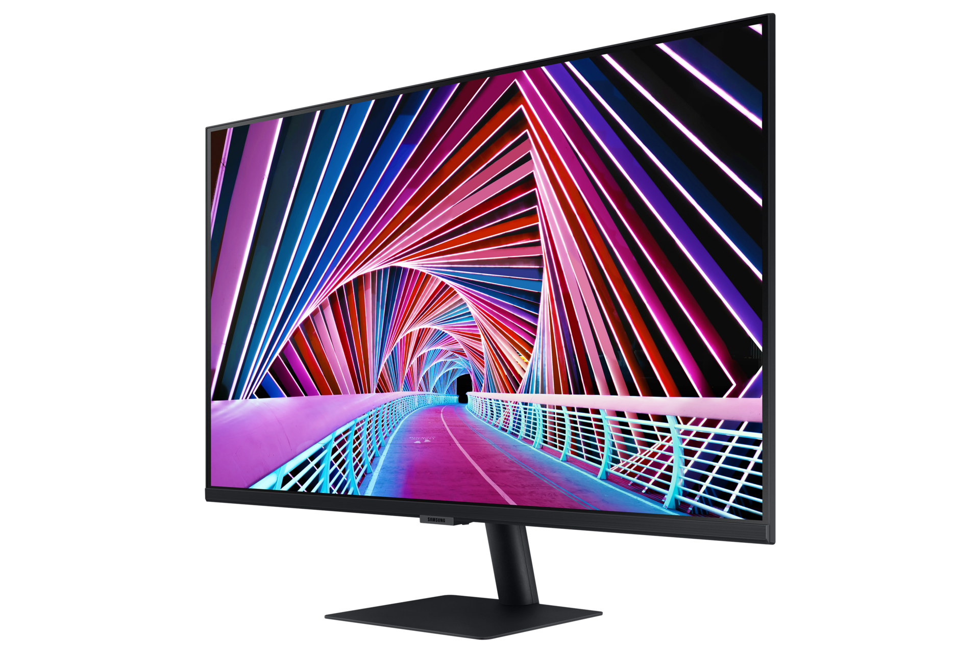 Monitor biznesowy Samsung ViewFinity S70A 32 cale (LS32A700NWPXEN) z czarną nogą - widok po skosie w prawo