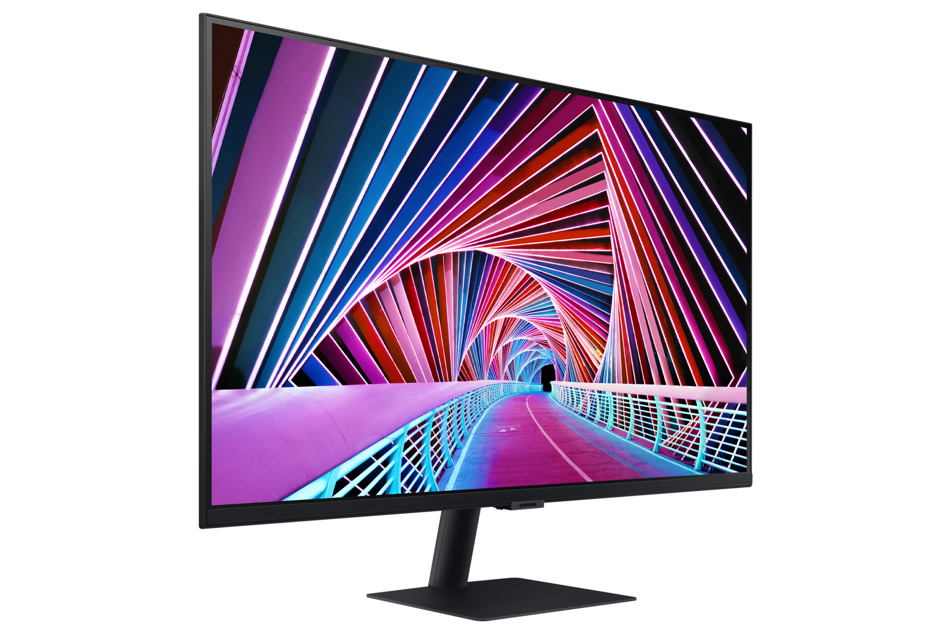 Monitor biznesowy Samsung ViewFinity S70A 32 cale (LS32A700NWPXEN) z czarną nogą - widok po skosie w lewo