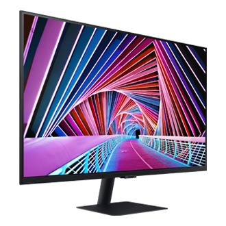 Monitor biznesowy Samsung ViewFinity S70A 32 cale (LS32A700NWPXEN) z czarną nogą - widok po skosie w lewo