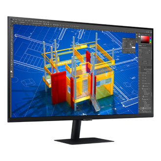 Monitor biznesowy ViewFinity S70A 32 cale (LS32A700NWPXEN) - widok na rozległy ekran pod skosem w lewo