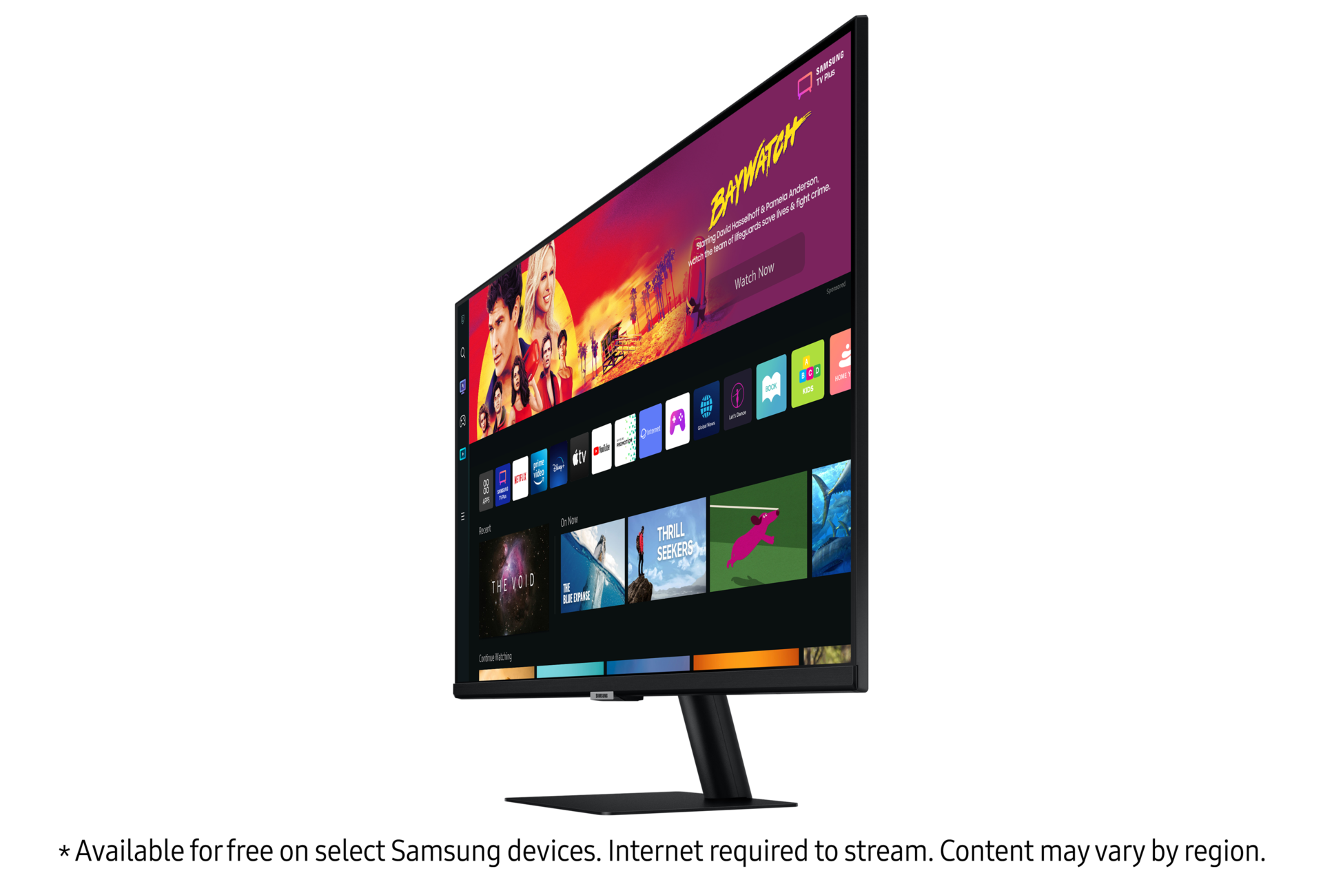 Monitor Smart M70B 32 cale (LS32BM702UPXEN) ustawiony po skosie w lewo