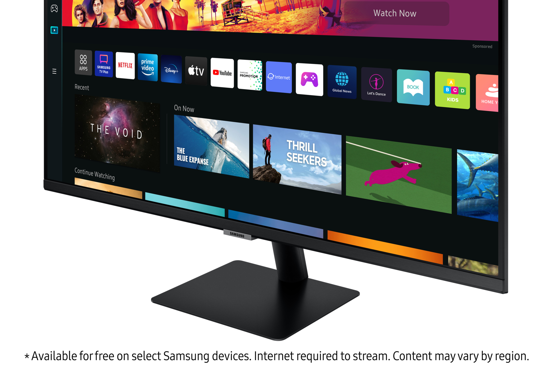 Monitor Smart M70B 32 cale (LS32BM702UPXEN) - zbliżenie na dolną krawędź ekranu po skosie