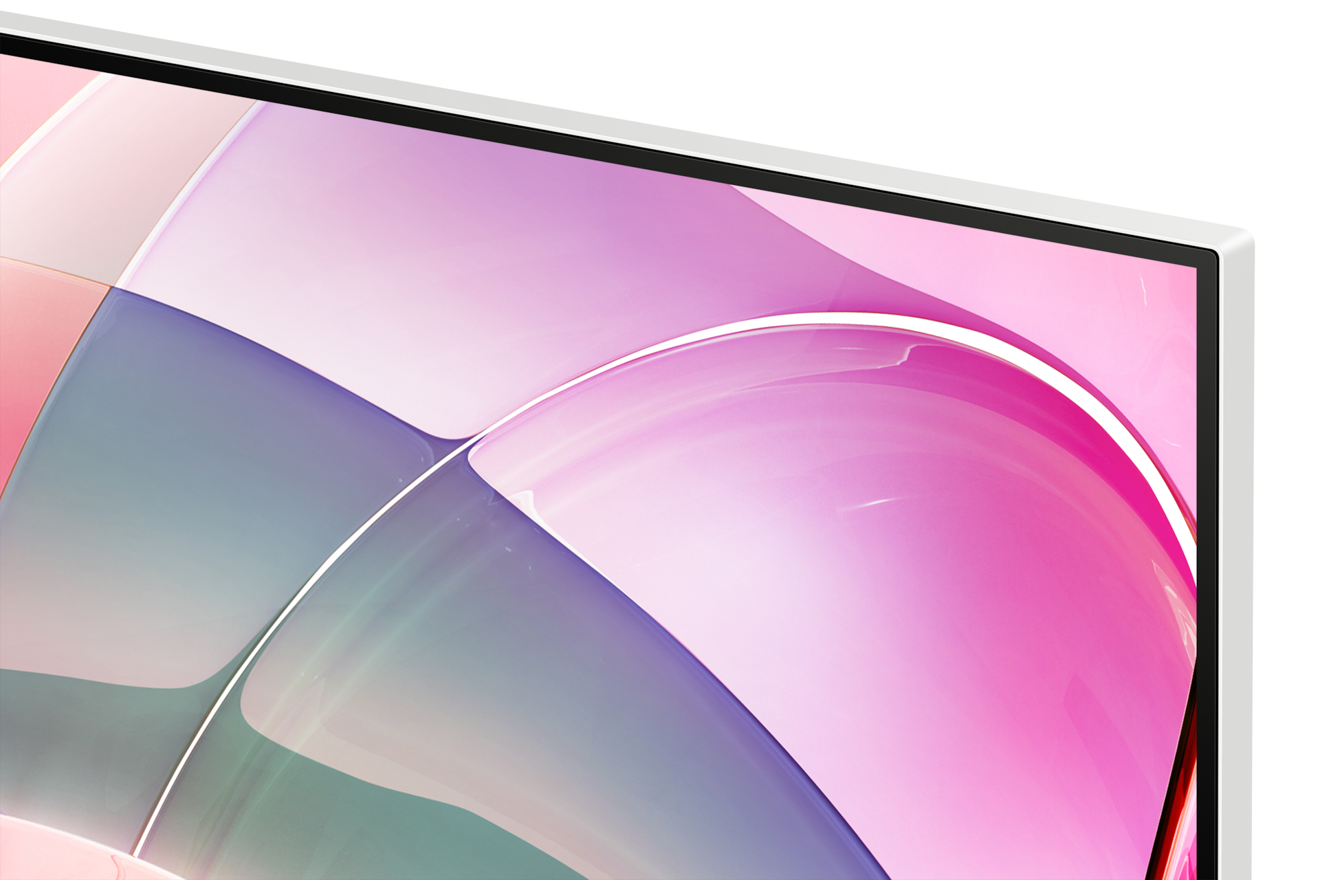 Biały monitor Viewfinity S7 32 cale 4K UHD LS32D701EAUXEN - widok prawej górnej krawędzi ekranu