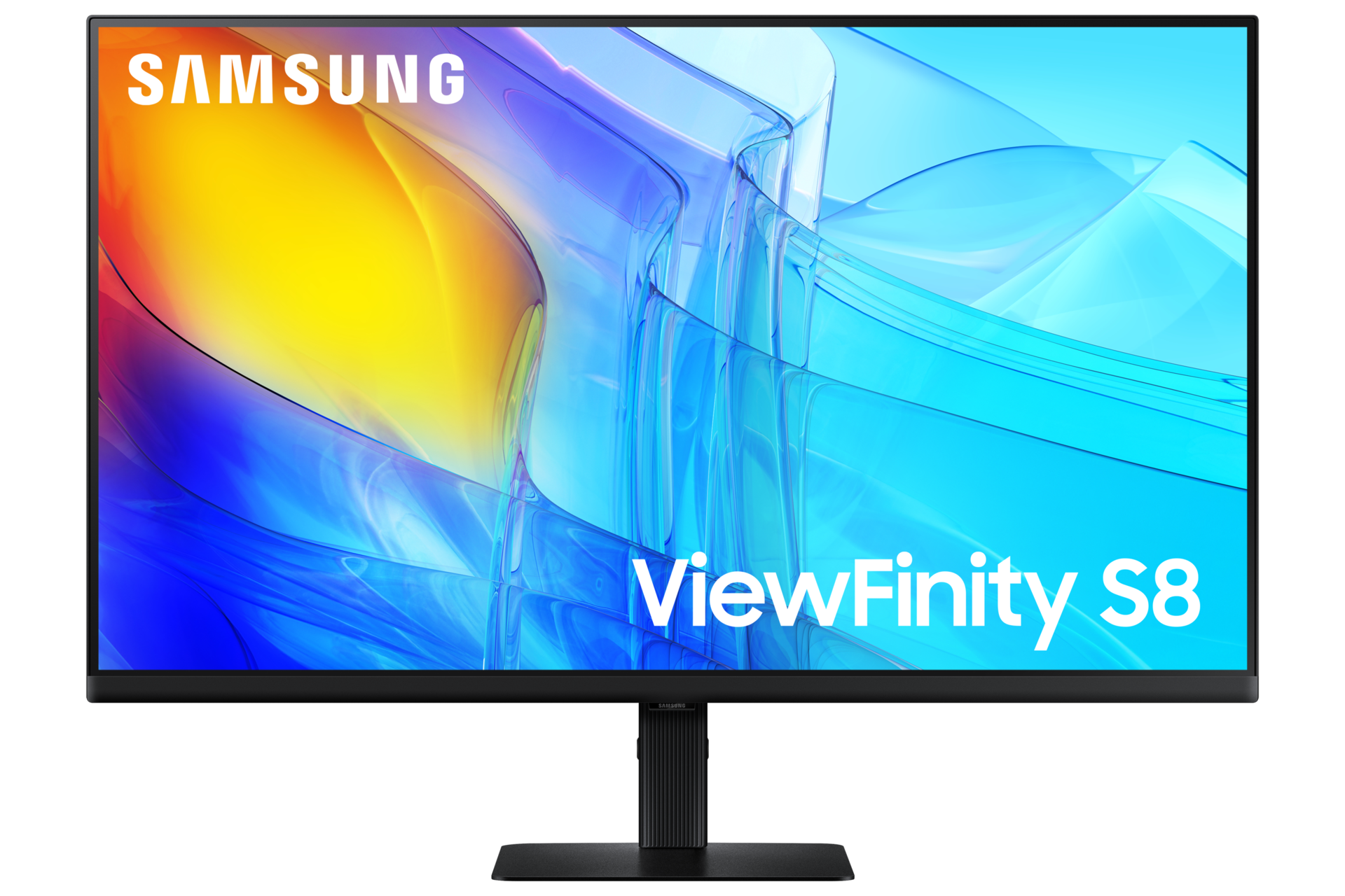 Monitor Viewfinity S8 32 cale 4K UHD LS32D800EAUXEN - widok przodem z napisem Samsung ViewFinity s8