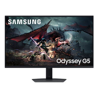 32"/27" Odyssey G5 G50D QHD 180Hz Gaming Monitor Front3 Black 