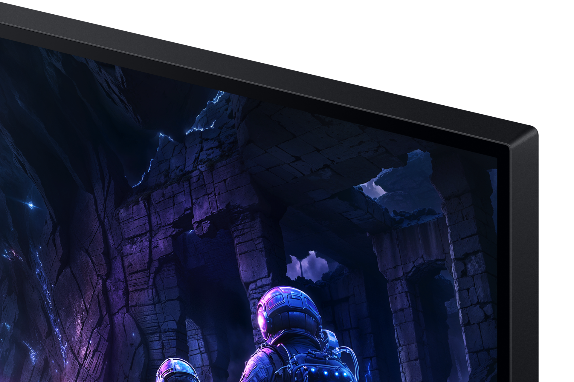 Monitor Gamingowy Odyssey G5 32" 180Hz QHD G51F w kolorze czarnym - zbliżenie na róg ekranu