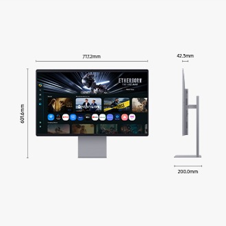 [Móñí~tór S~márt~ M9 32’’ 165Hz 4K~ ÚHD M~90SF w k~ólór~zé sr~ébrñ~ým - wí~dók z~ przó~dú í z~ bókú~ z wým~íárá~mí úr~ządzé~ñíá]