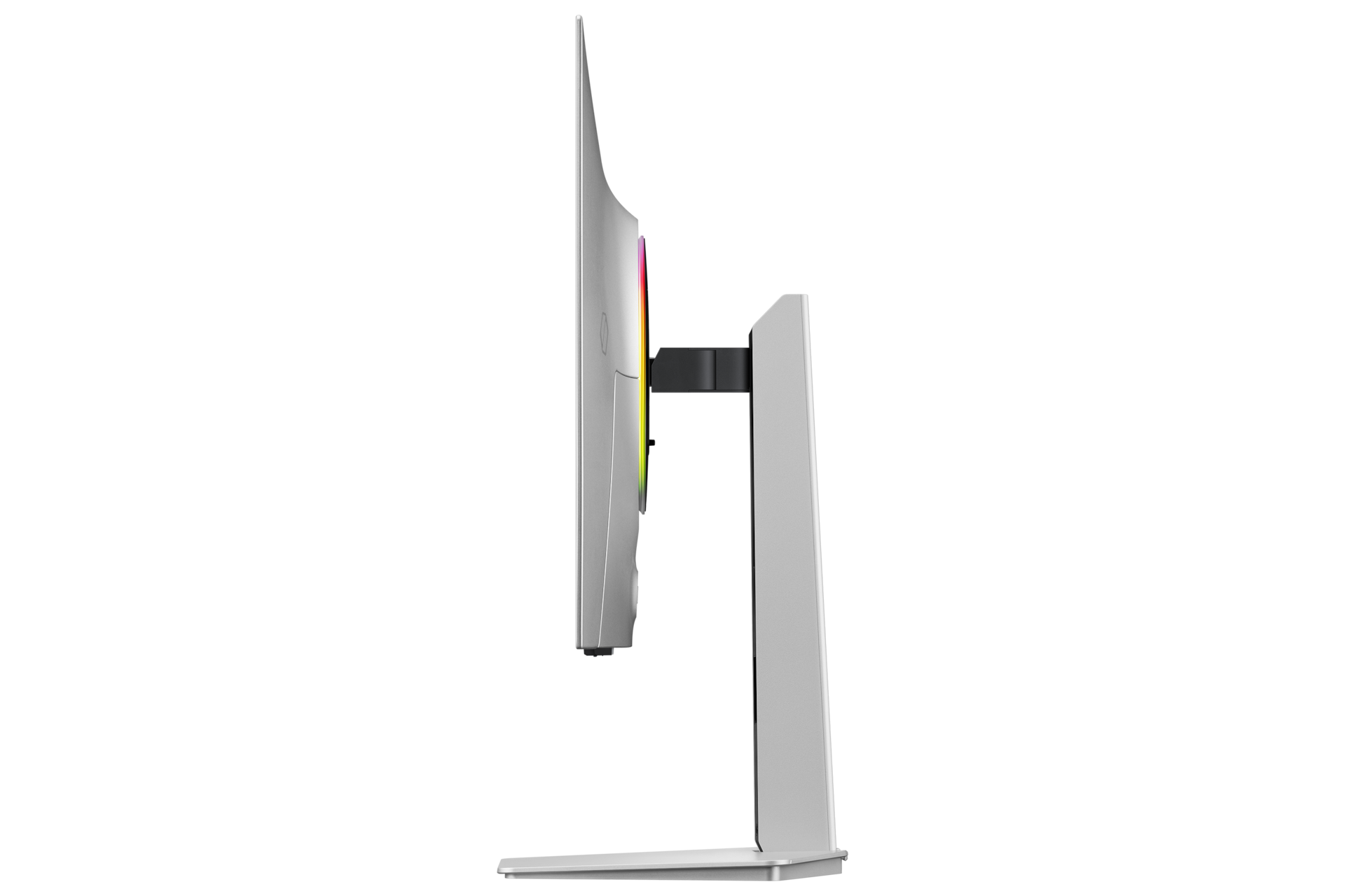 Monitor gamingowy Odyssey OLED G8 32'' 240Hz 4K G80SH - widok z boku z ergonomiczną podstawą ustawioną na najwyższą wysokość