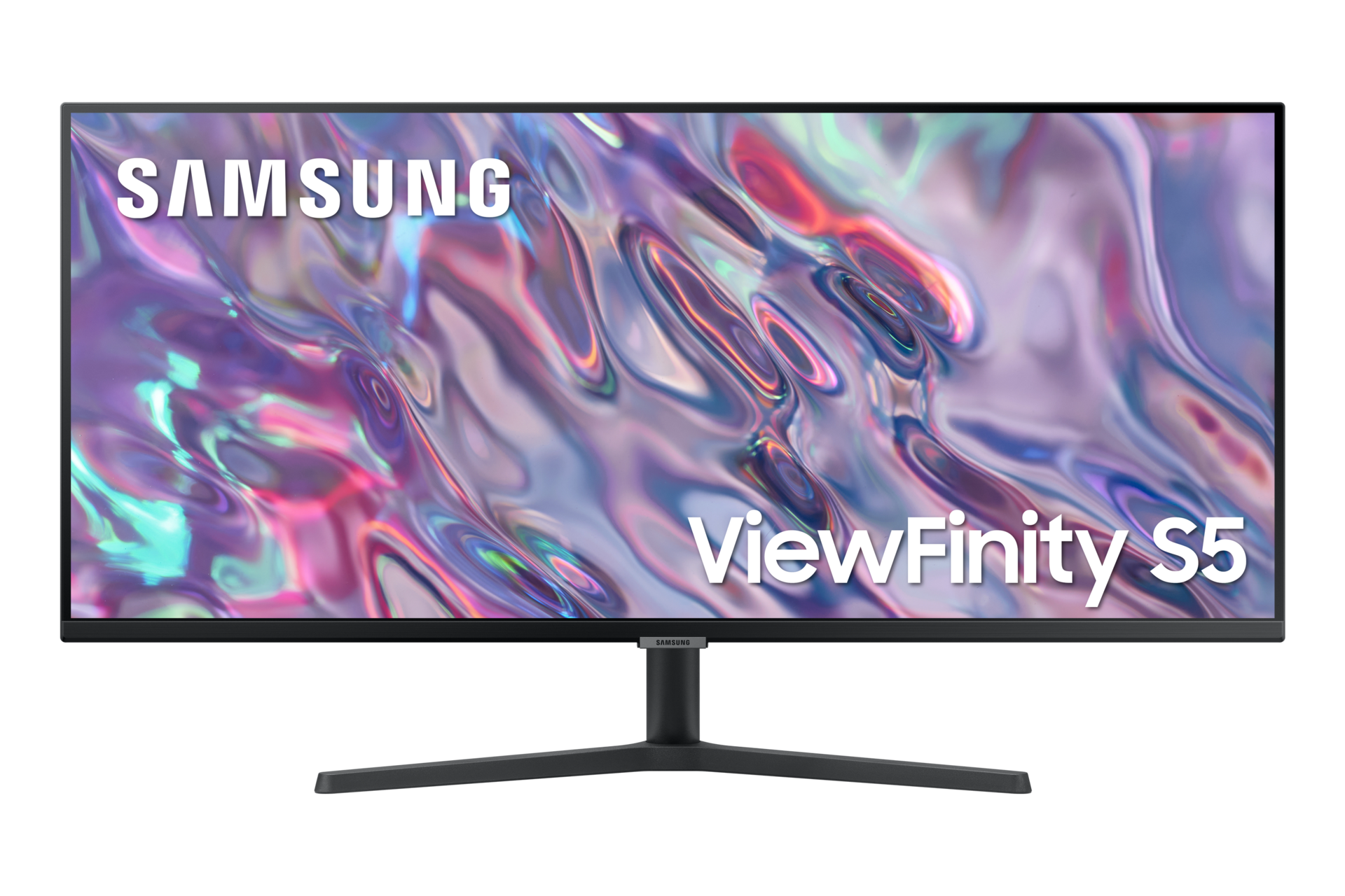 Monitor biznesowy ViewFinity S50GC 34 cale (LS34C500GAUXEN) - widok z przodu z logo Samsung