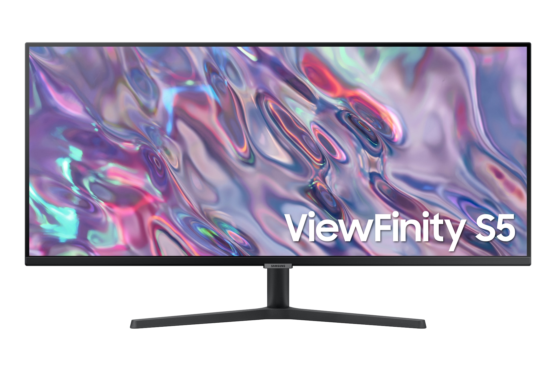 Monitor biznesowy ViewFinity S50GC 34 cale (LS34C500GAUXEN) - widok z przodu z logo Samsung