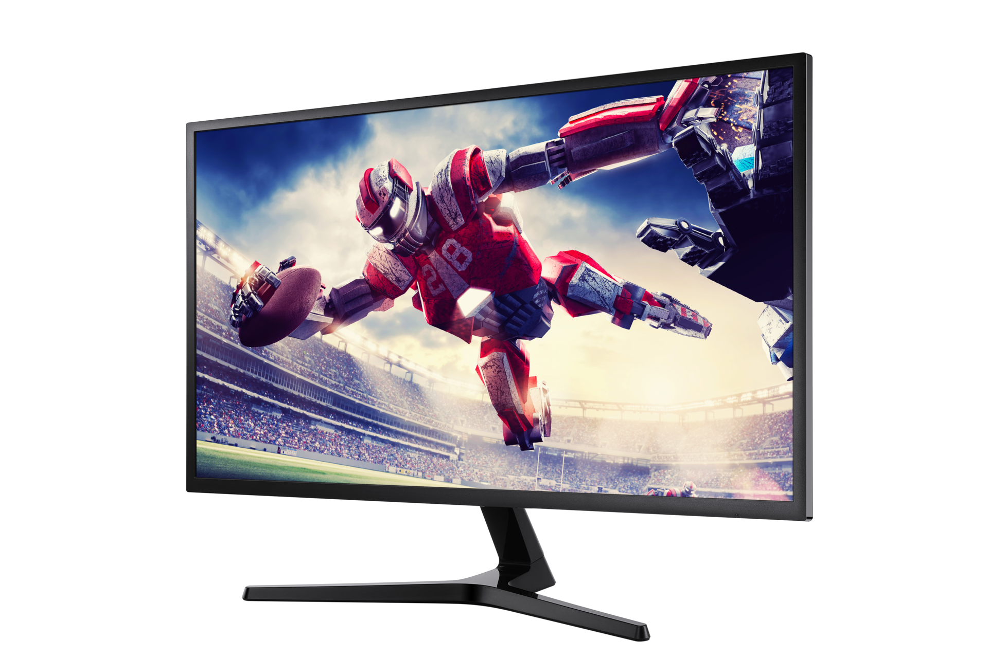 Szeroki ekran o rozdzielczości UHD w monitorach Samsung UJ59 32" (LU32J590UQPXEN) - widok po skosie w lewo