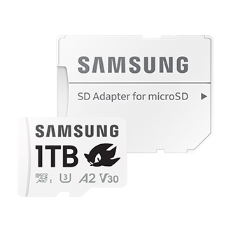 Zestaw Samsung PRO Plus microSD 1TB z logotypem Sonic oraz biały adapter SD do microSD