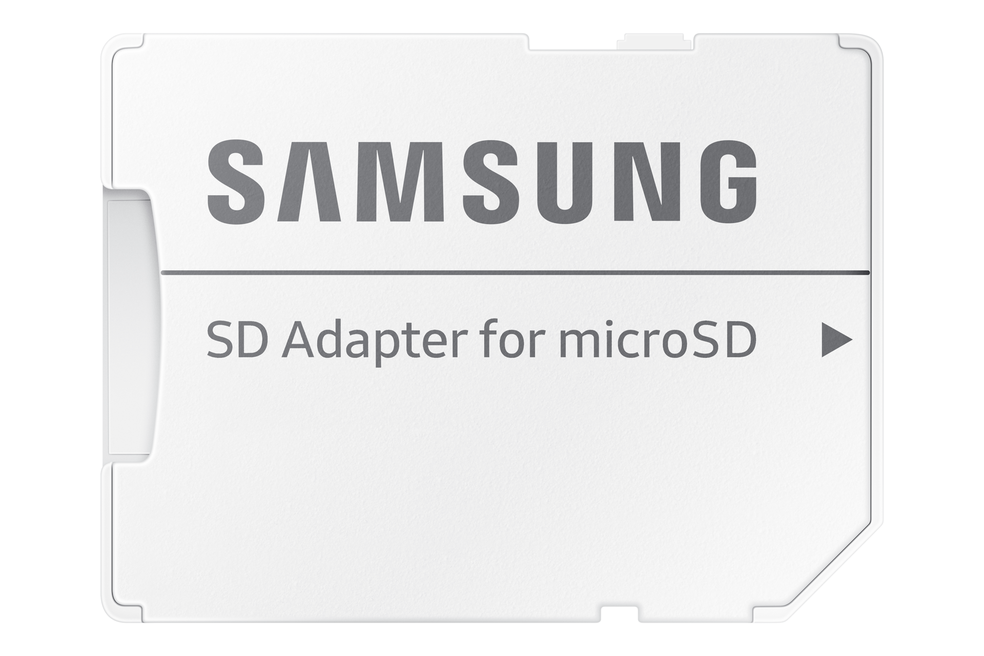 Widok z przodu na biały adapter SD firmy Samsung do kart microSD, bez karty