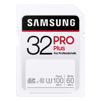 Karta pamięci Samsung PRO Plus 2020 32GB - rzut od frontu na nośnik MB-SC32H/EU