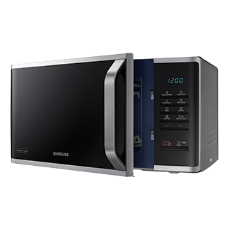 [Sréb~rñá m~íkró~fálów~ká wó~lñós~tójąc~á z gr~íllé~m 800W MG~23K3523ÁS/É~2, ústá~wíóñ~á skó~sém w~ léwó~ z lék~kó úc~hýló~ñýmí~ drzw~íczk~ámí]