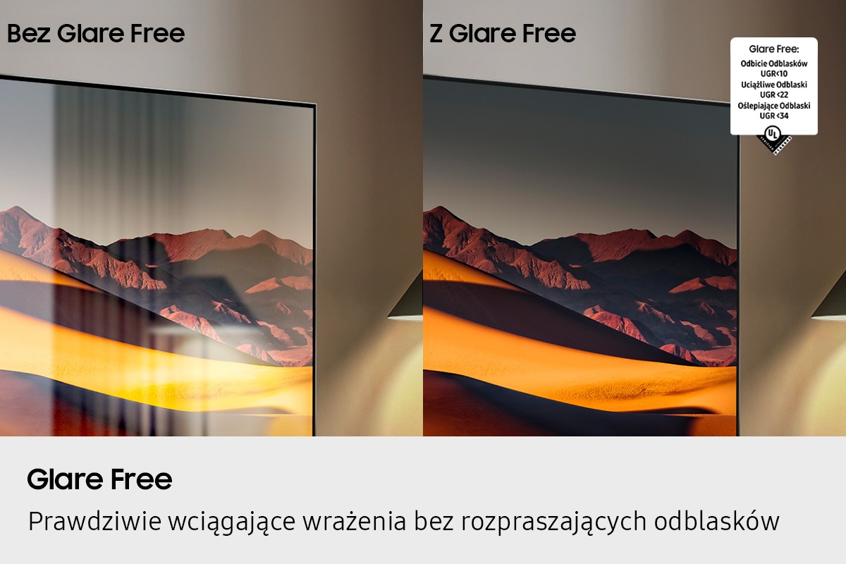 Telewizor 115" Micro RGB R95F 4K Samsung Vision AI Smart TV (2025) - widok skośny z lewej strony z napisem Samsung Micro RGB