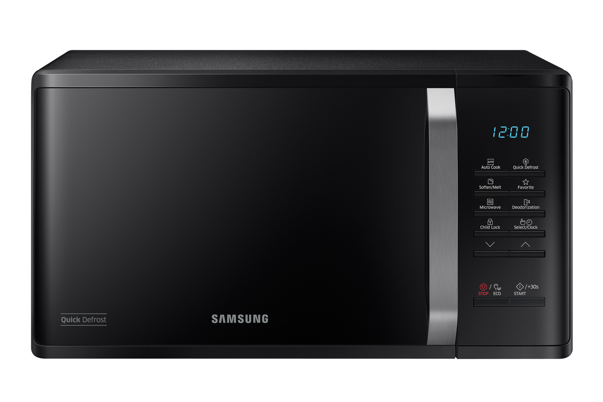 Czarna mikrofalówka wolnostojąca 800W MS23K352AK/E2, widok z przodu