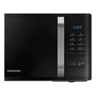 Czarna mikrofalówka wolnostojąca 800W MS23K352AK/E2, zbliżenie na panel sterowania