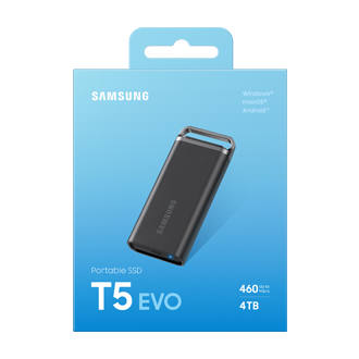 Zdjęcie pokazujace dysk przenośny SSD 4TB T5 EVO USB 3.2 Gen 1 w opakowaniu.