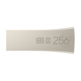 Srebrny pendrive 256 GB Samsung BAR Plus 2020 USB 3.1 Flash Drive MUF-256BE3/APC w kolorze srebrnym - wybierz pendrive z 5-letnią gwarancją i szybkością odczytu do 400 MB/s - widziany od dołu 
