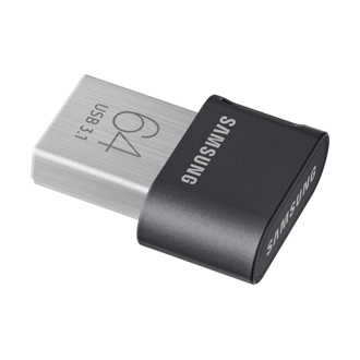 Niewielki pendrive MUF-64AB/APC z pamięcią 64 GB Samsung FIT Plus 2020 USB 3.1 Flash Drive to funkcjonalne i supertrwałe urządzenie - widok po skosie