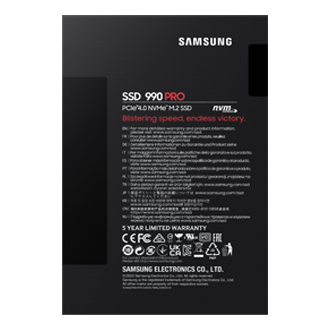 Dysk SSD 990 PRO PCle 4.0 NVMe™ M.2 SSD 1TB widok na dysk w opakowaniu