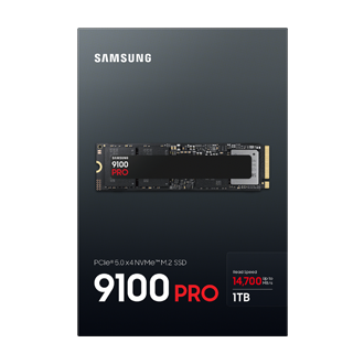 Opakowanie dysku 9100 PRO NVMe M.2 SSD 1TB z wyświetlonymi szczegółami produktu.