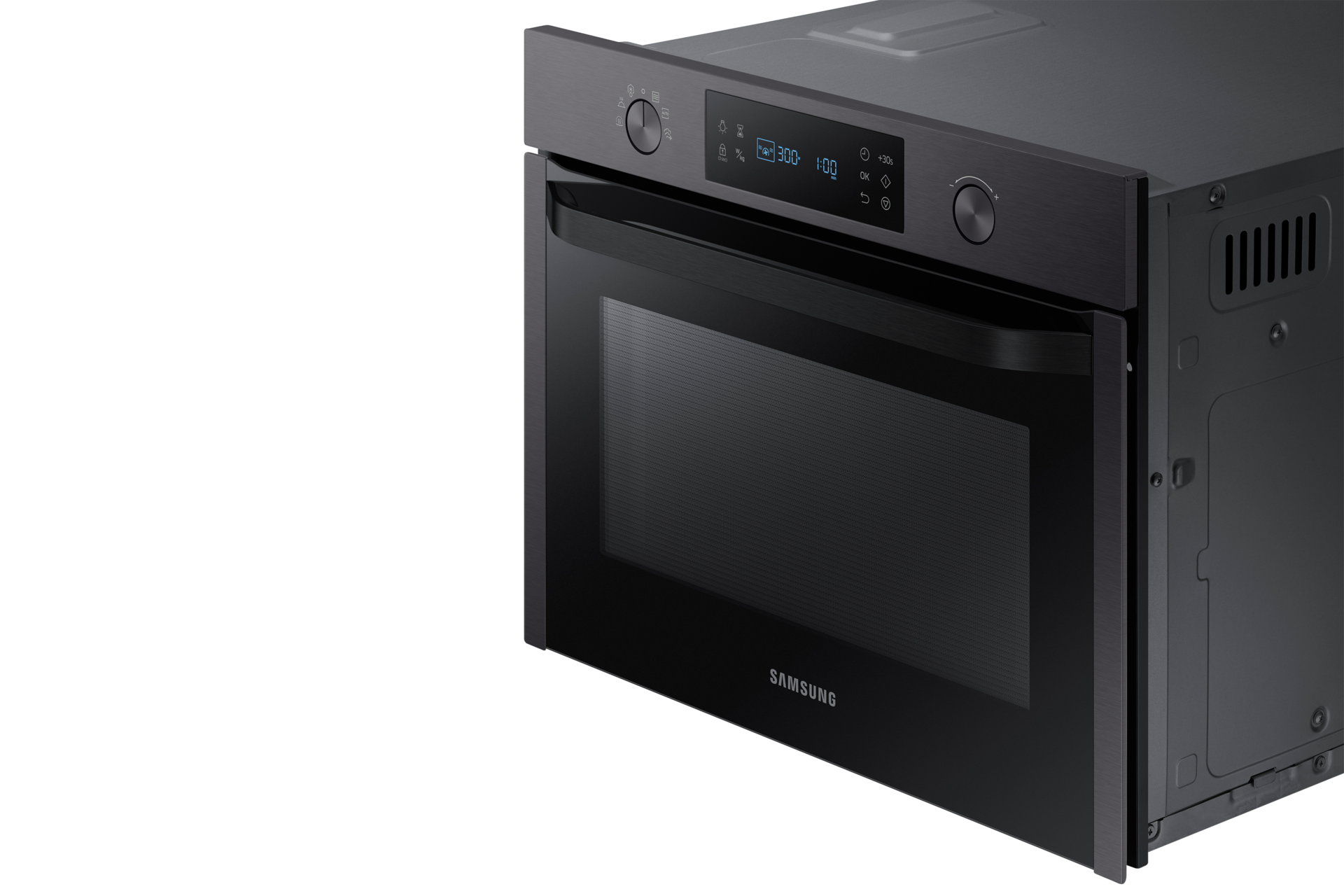 Pokrętła kuchenki mikrofalowej Samsung mogą zostać wciśniete do obudowy dla bezpieczeństwa członków rodziny